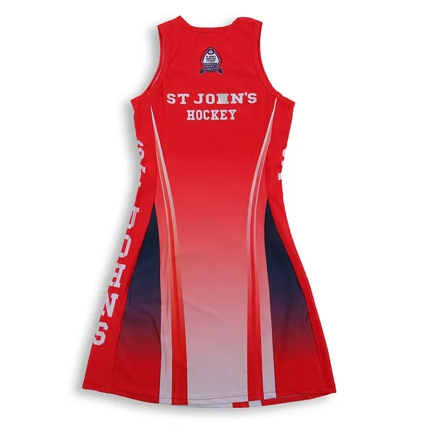 Vestido de netball de poliéster y spandex sublimado hecho a medida para mujeres