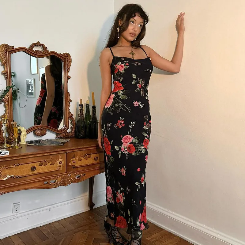 Vestidos de verano florales para mujeres, vestido de playa sexy de verano