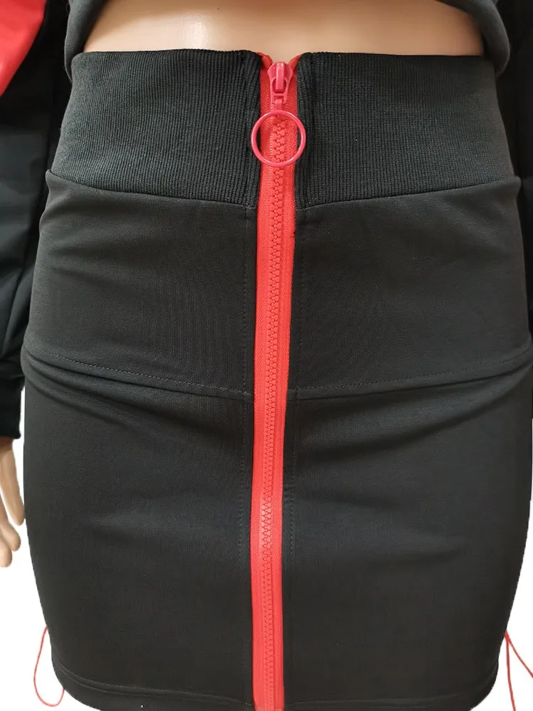 Conjunto de vestido de cuerpo ajustado para mujeres, vestido de dos piezas con manga larga y cremallera, mini vestidos para damas