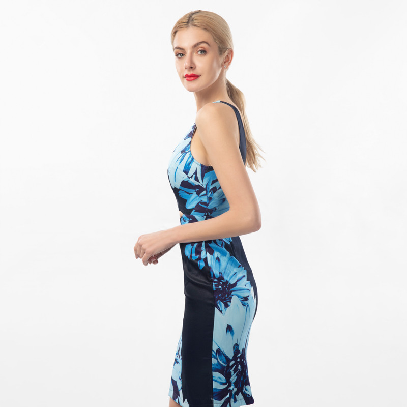 Nuevo vestido de verano para mujeres, sin espalda, impreso, con escote en V