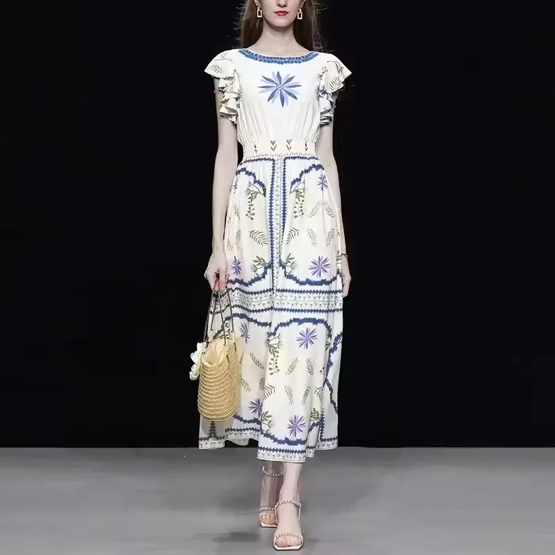 Vestido de chiffon oversized de longitud a la rodilla para mujeres, impreso con cera africana de alta calidad, hecho en una fábrica natural china para el día