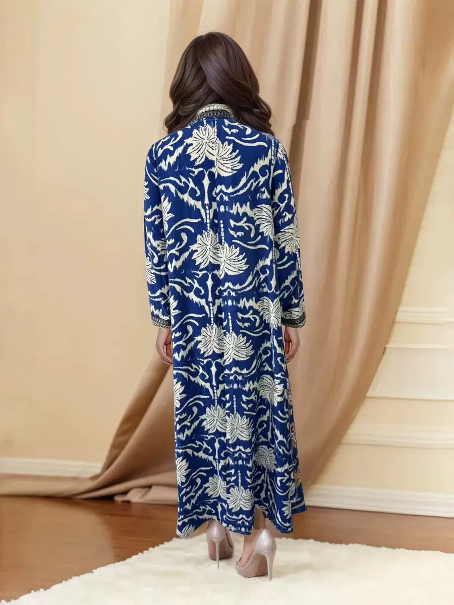 Vestido Largo de Algodón Impreso - Lateral