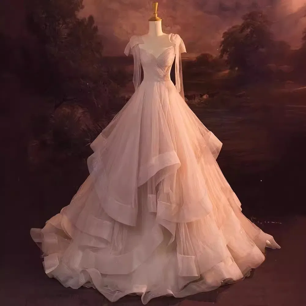 Vestido de noche de lujo ligero de alta gama para mujeres en color rosa