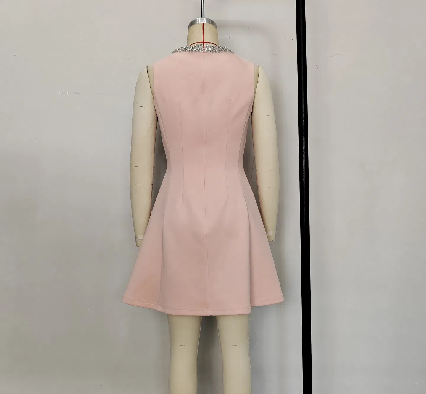 Moda 2025 Boutique de Ropa Mujeres Vestido Mini de Cuello Redondo Sin Mangas Elegante Vestidos de Fiesta A-Line