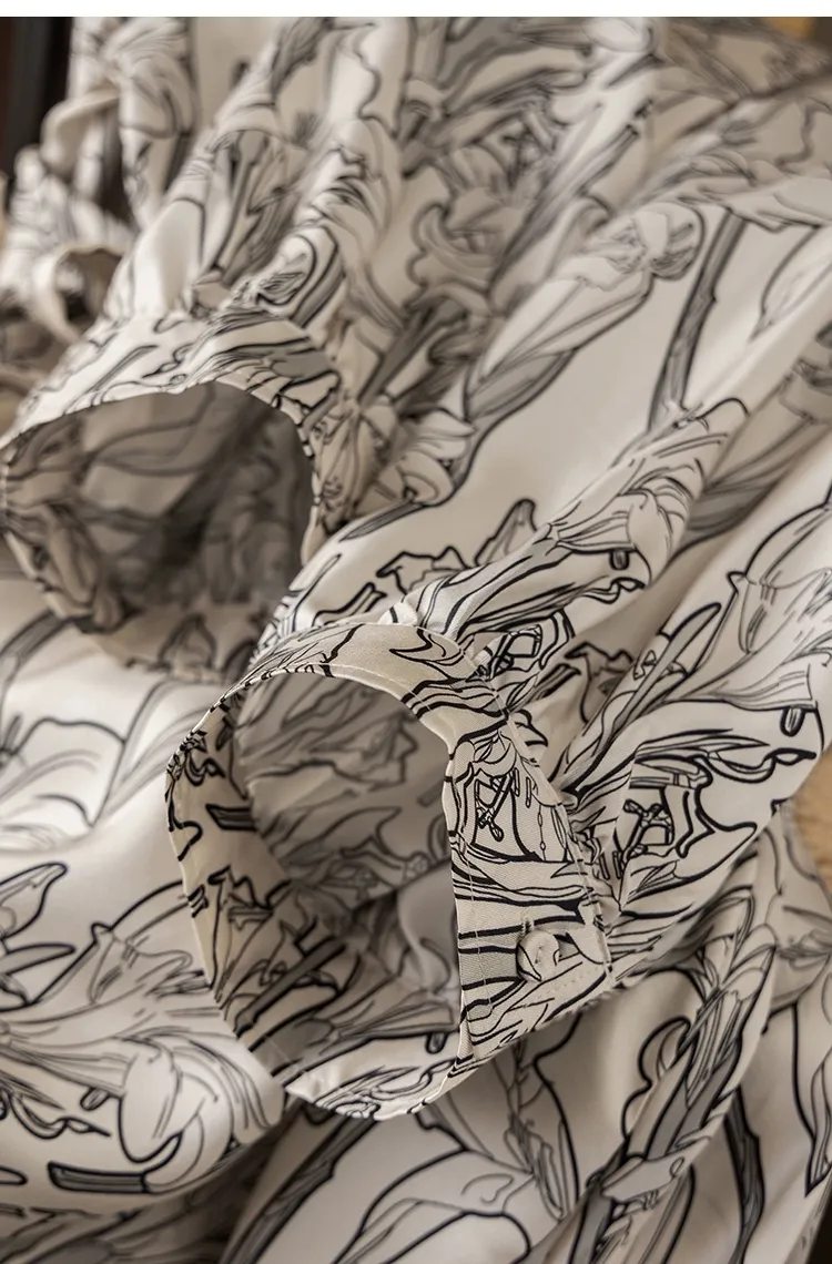 Vestido de camisa de seda impresa para mujer elegante de verano con cintura ajustada fabricación de prendas