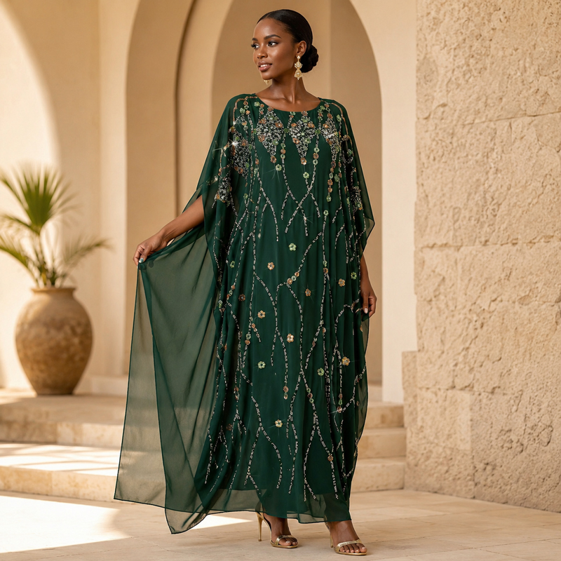 Vestido Abaya Abierto Frontal Negro al por Mayor para Mujeres Musulmanas Ropa de Boutique para Ramadán