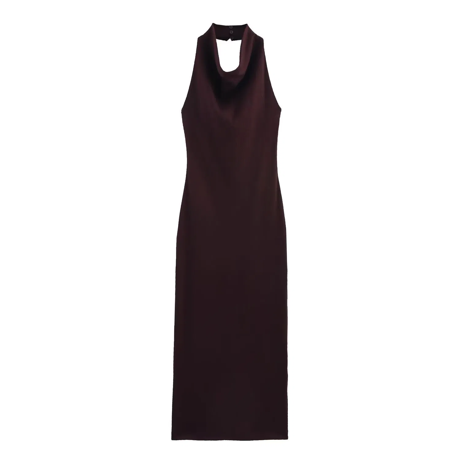 Vestido Sexy de Moda de Punto Acanalado Sin Espalda con Cuello Halter Vestido MIDI Estilo Casual de Vacaciones para Mujeres Boutique de Ropa Personalizada Ropa de Estilo Europeo