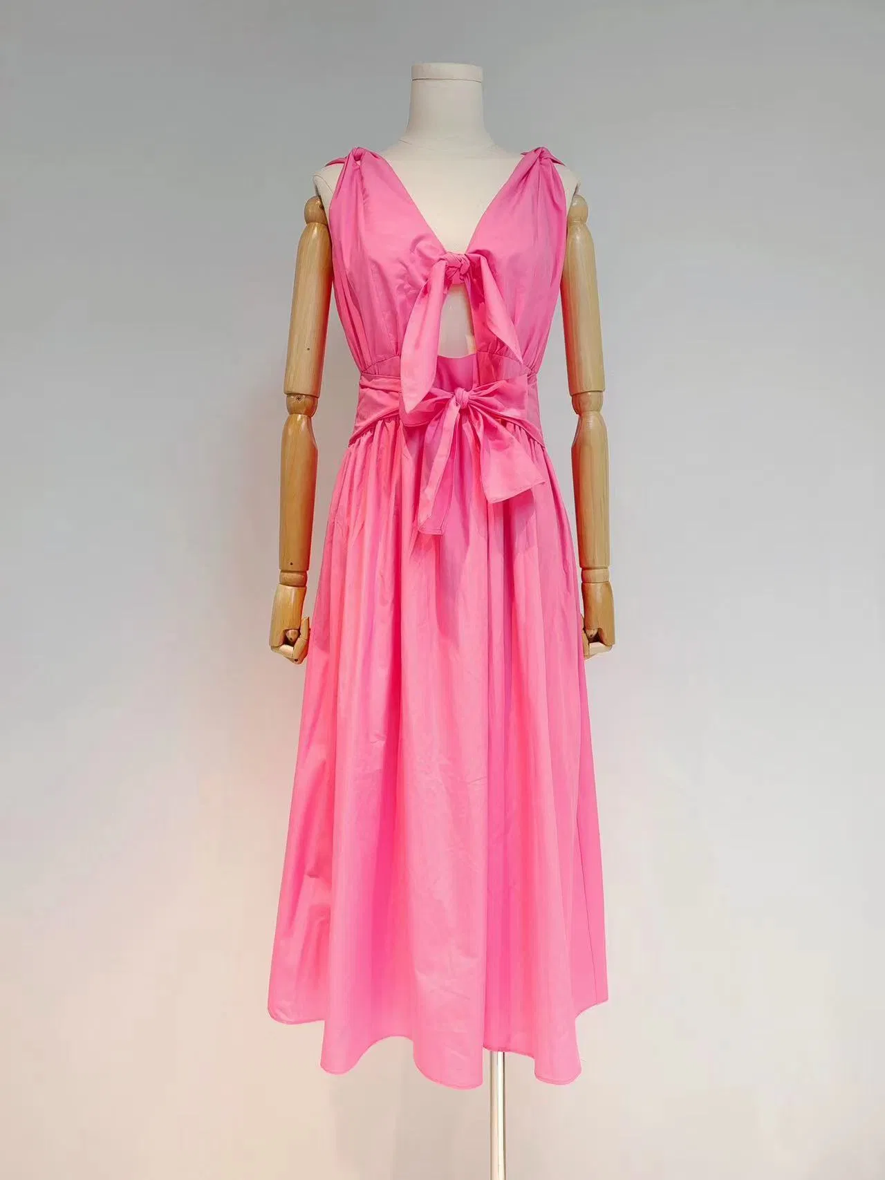 Vestido de playa sin mangas más largo de verano para mujeres con escote en V