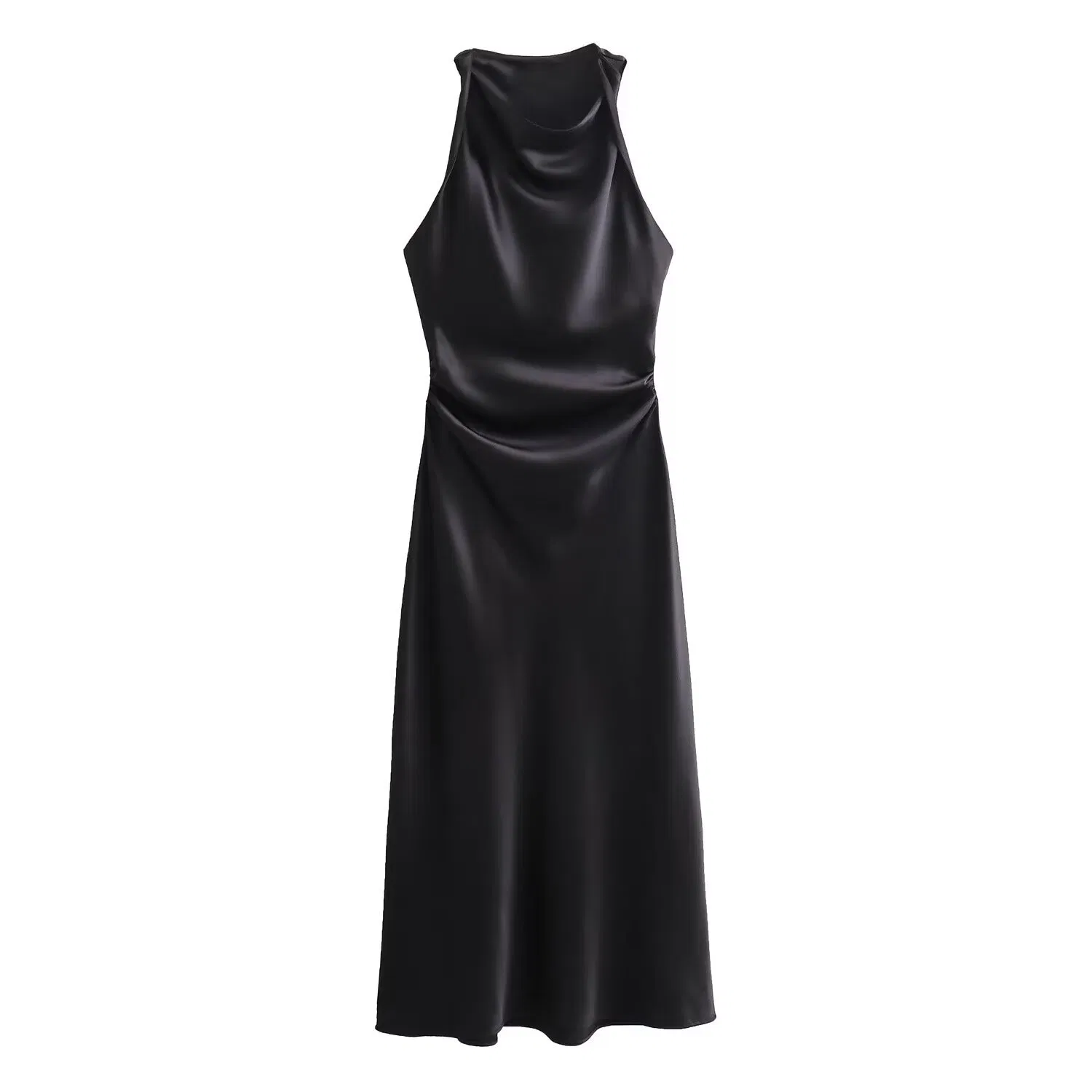 Vestido MIDI de satén elegante estilo francés para mujeres, ajuste slim, textura sedosa, estilo boutique, moda inspirada en Francia, vestido de boda, personalización OEM ODM Europa