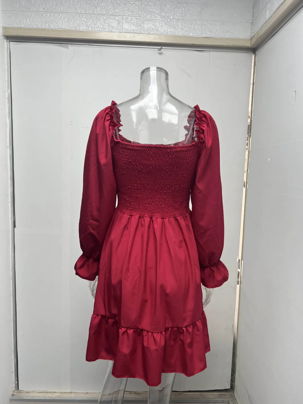 Vestido plisado puff