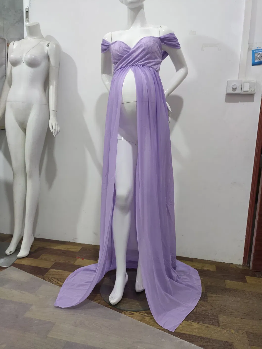 Vestido de maternidad negro sólido para mujeres