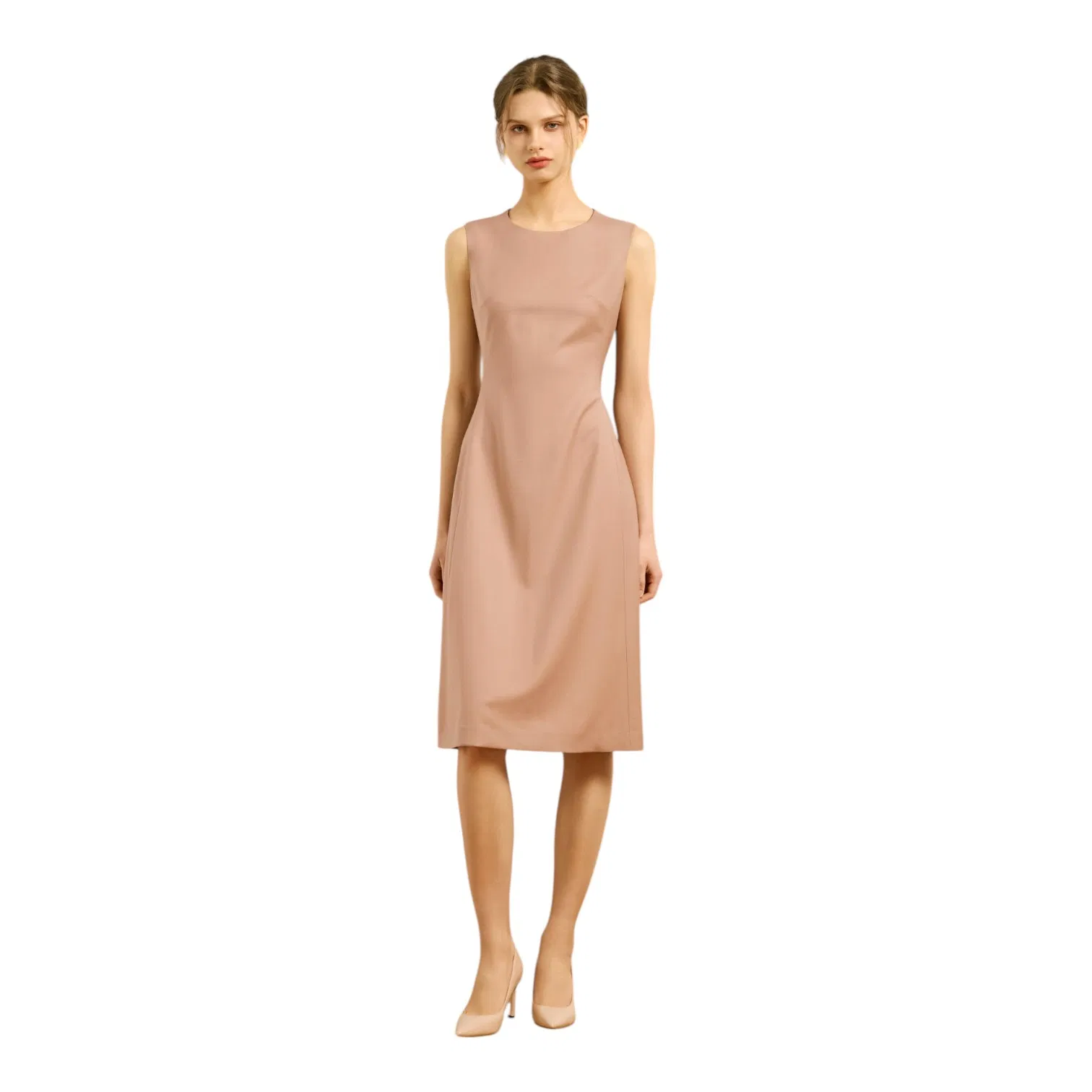 Vestido de mujer de lana color carbón hasta la rodilla para oficina y vestimenta de negocios