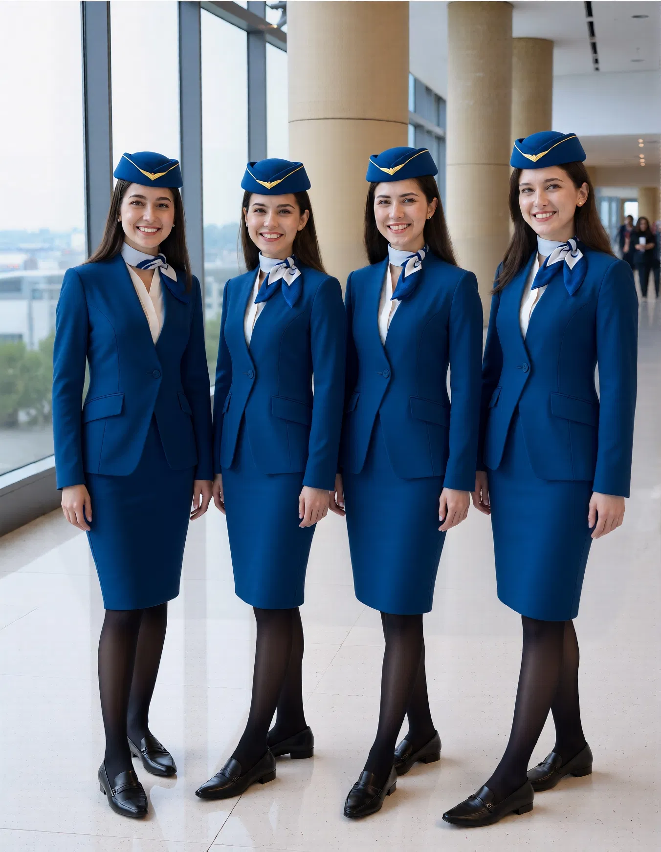Vestidos de trabajo personalizados para mujeres en poliéster azul al por mayor