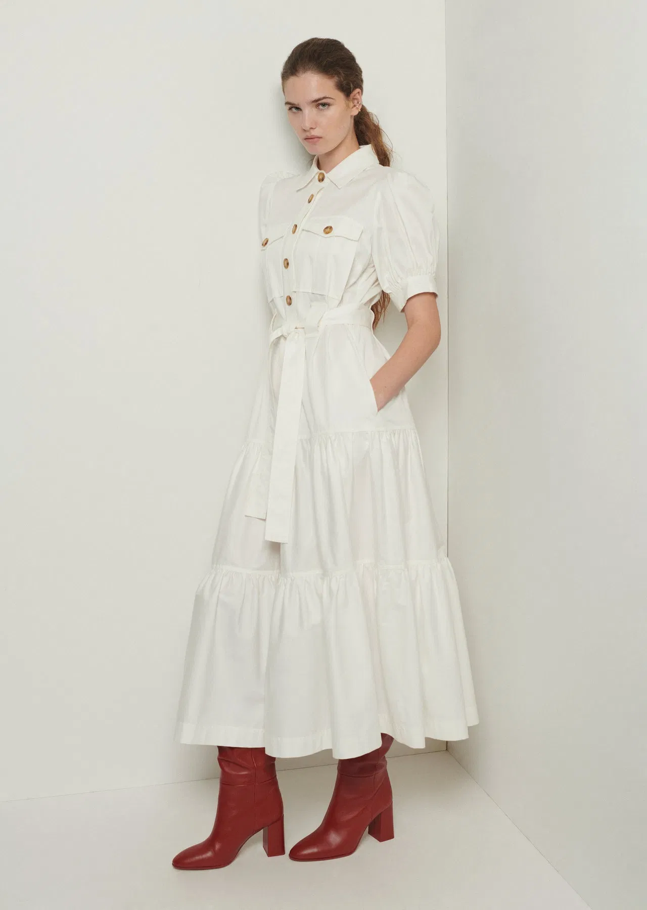 Vestido de mujer elegante de verano con mini mangas cortas abullonadas, venta al por mayor de moda, nueva llegada de fábrica de ropa OEM en China