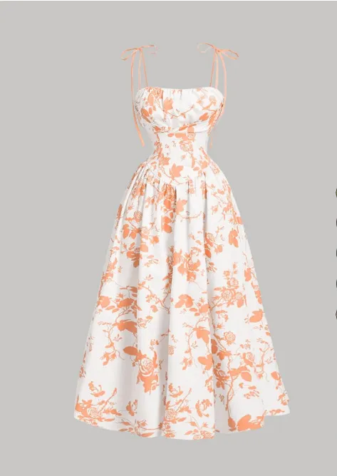 Vestido largo de vacaciones ajustado en línea A con escote cuadrado para mujer