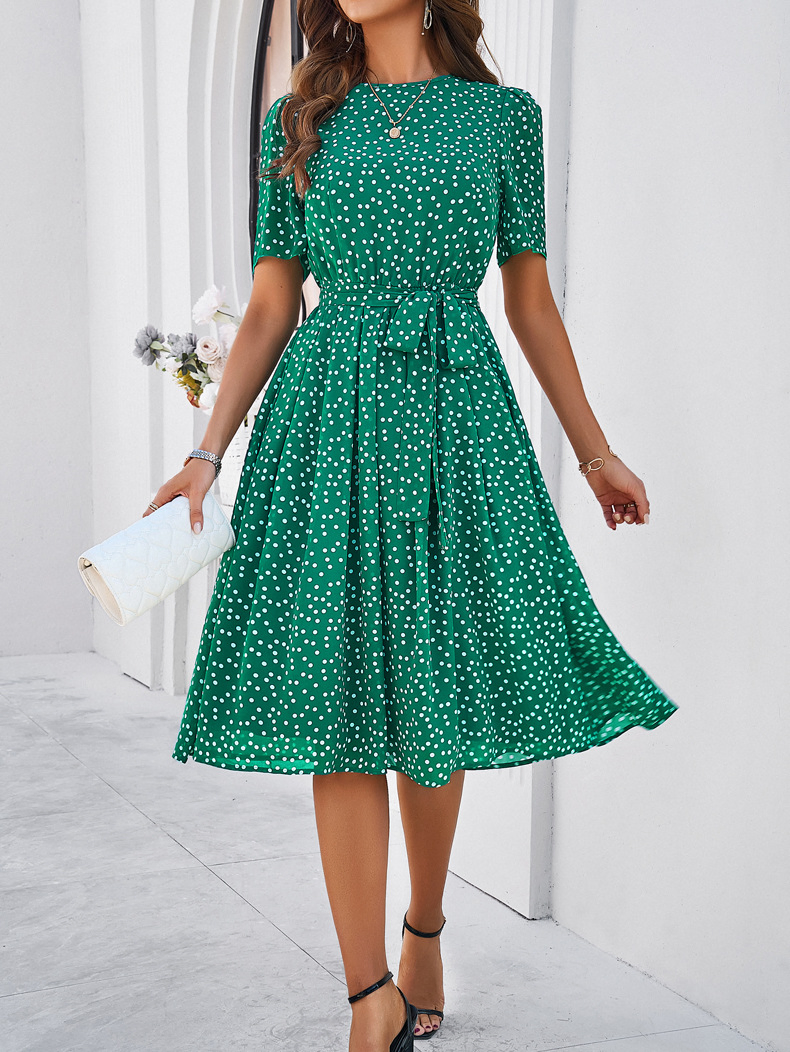 Vestido de verano A-line vintage para mujeres con lunares retro