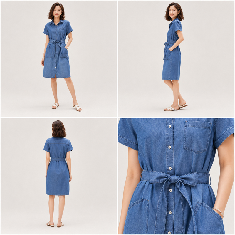 Vestido Camisero con Cinturón para Mujeres Proveedor de Vestidos Casuales para Colección de Boutique y Ropa de Oficina