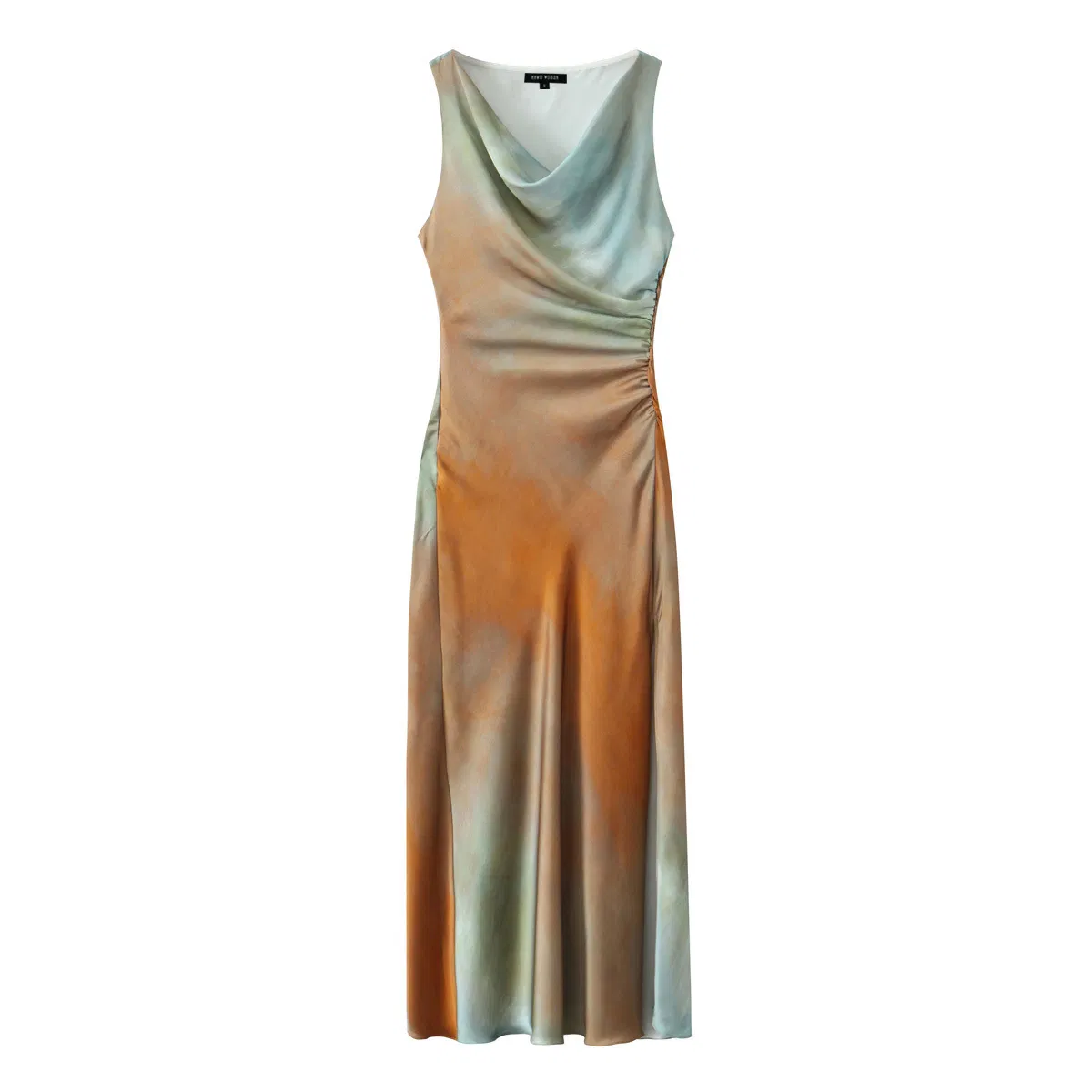 Vestido MIDI impreso en tie dye de ajuste slim para mujeres, moda de boutique, vestido de satén elegante, ropa de estilo europeo, vestidos sexys, OEM ODM
