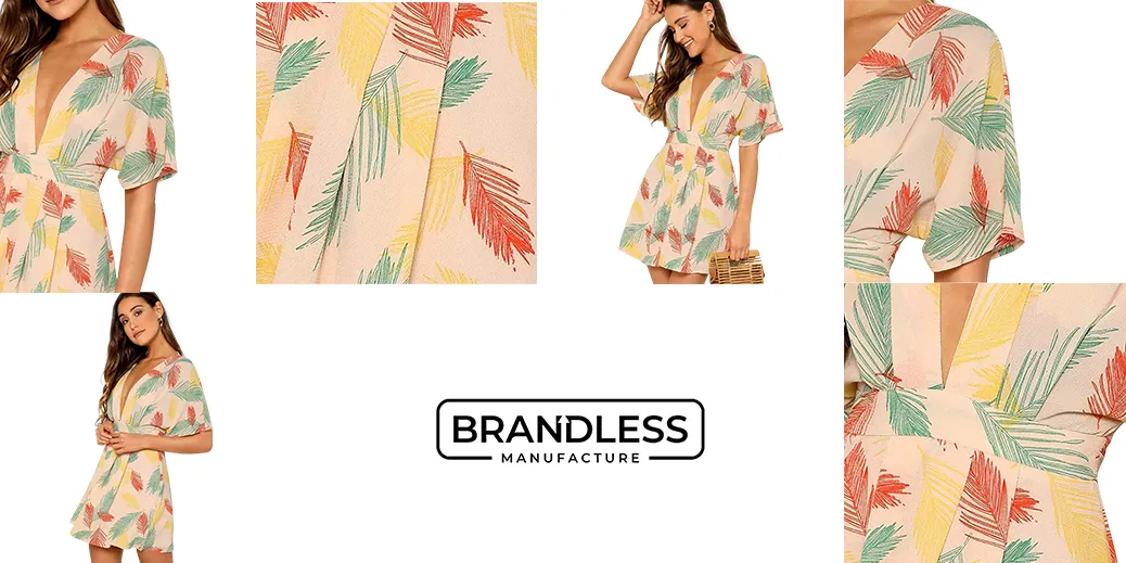 Vestido de playa floral sexy para mujeres de primavera y verano, ropa disponible para diseño de ropa personalizada, impresión de logotipo de marca, precio al por mayor