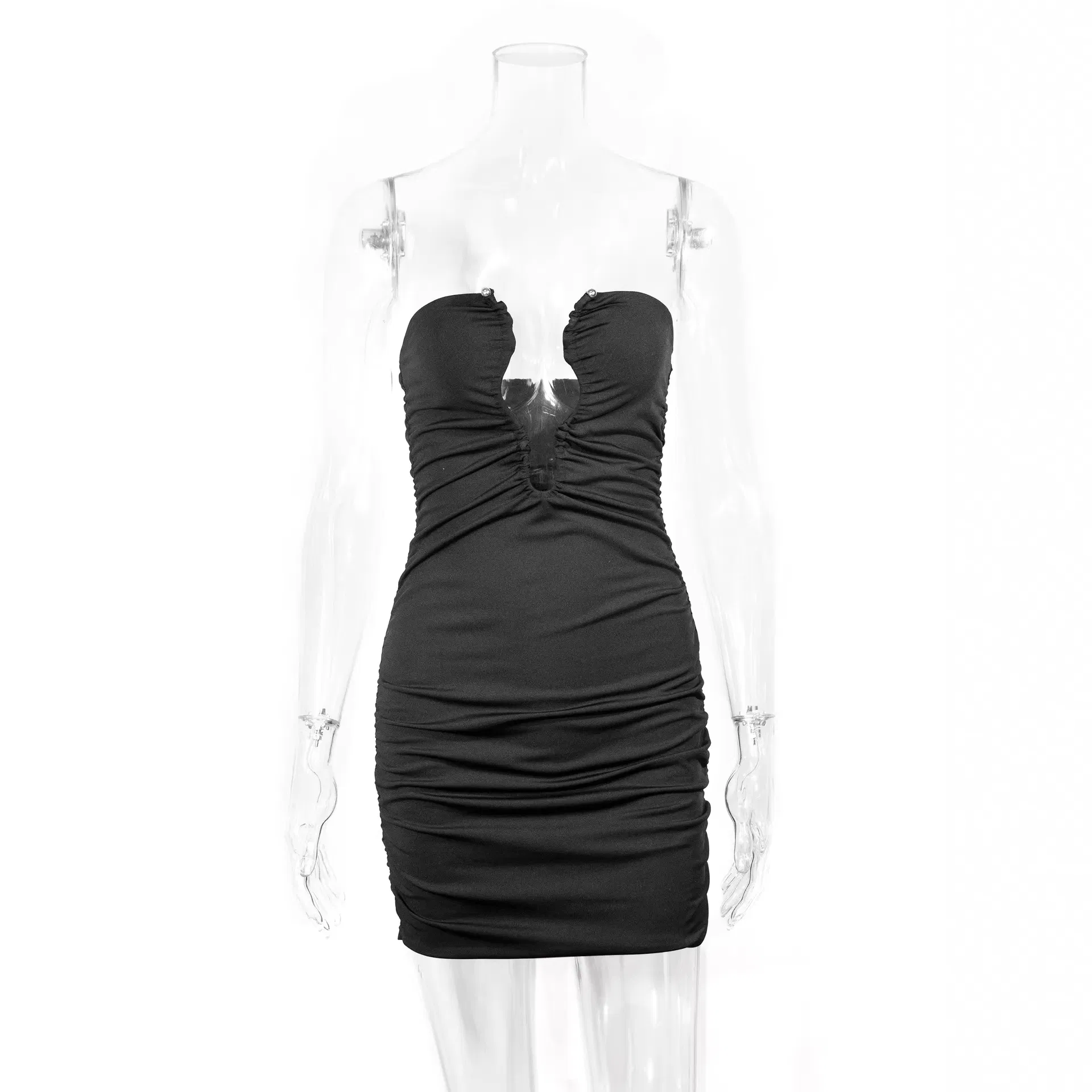 Vestido elegante para mujer, sin hombros y plisado para fiestas