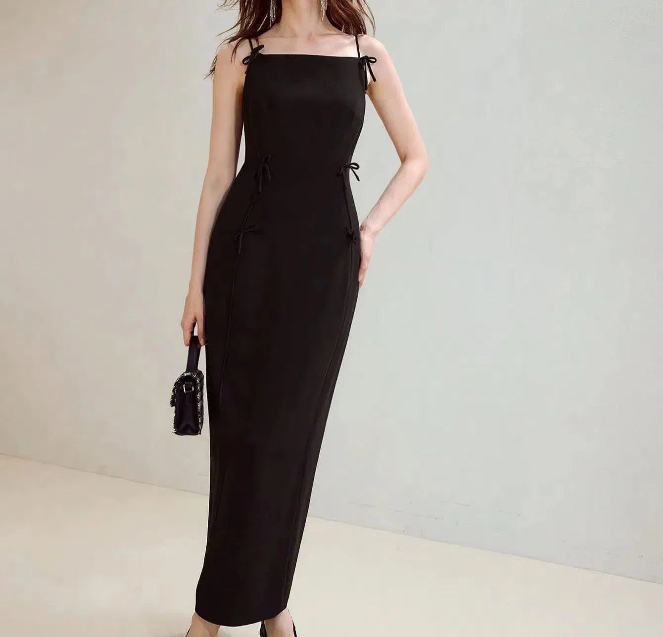 Ropa de mujer vestido largo elegante asimétrico de tirantes spaghetti sin espalda sin mangas casual sexy para la noche