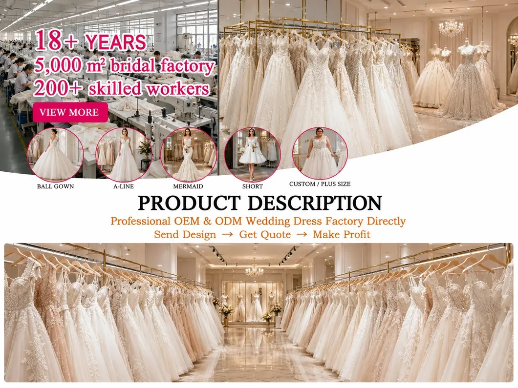 Listo para personalizar vestido de novia corto para mujeres con parte superior de encaje de lentejuelas para el mercado nupcial al por mayor
