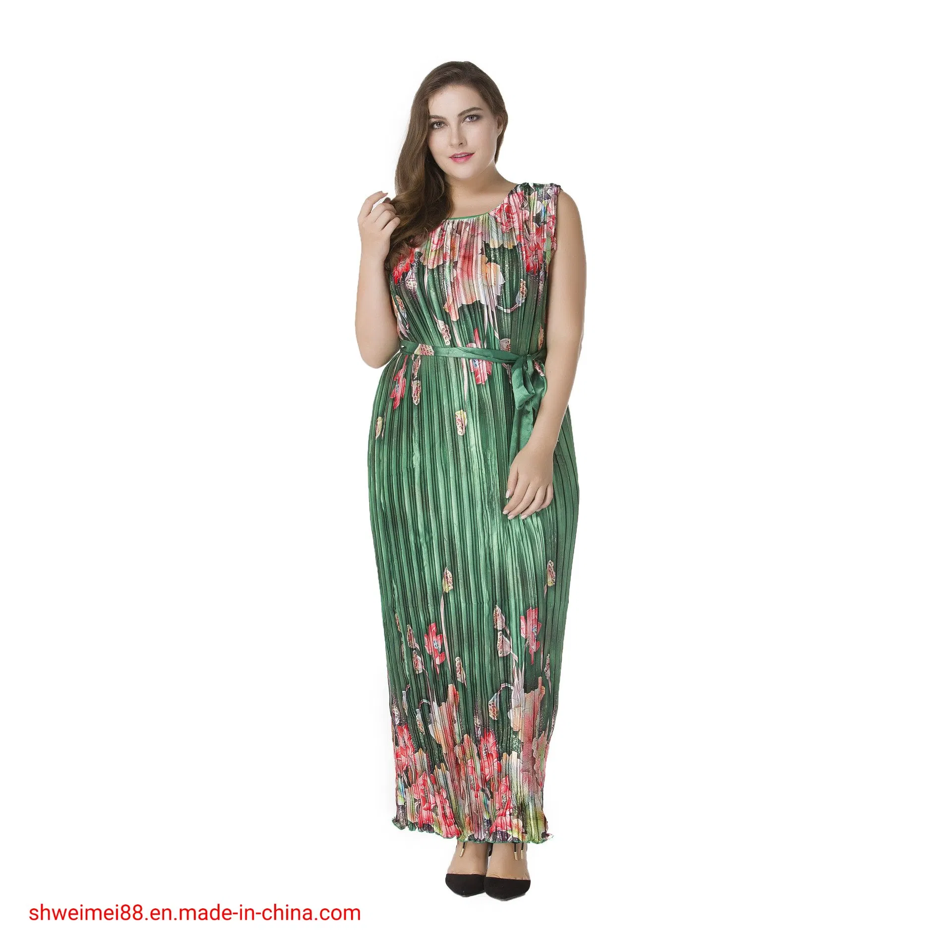 2020 Vestido largo maxi sin mangas bohemio de flores impresas para mujer de tallas grandes para fiesta en la playa