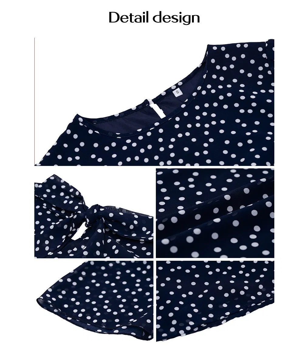 Vestido de verano A-line vintage para mujeres con lunares retro