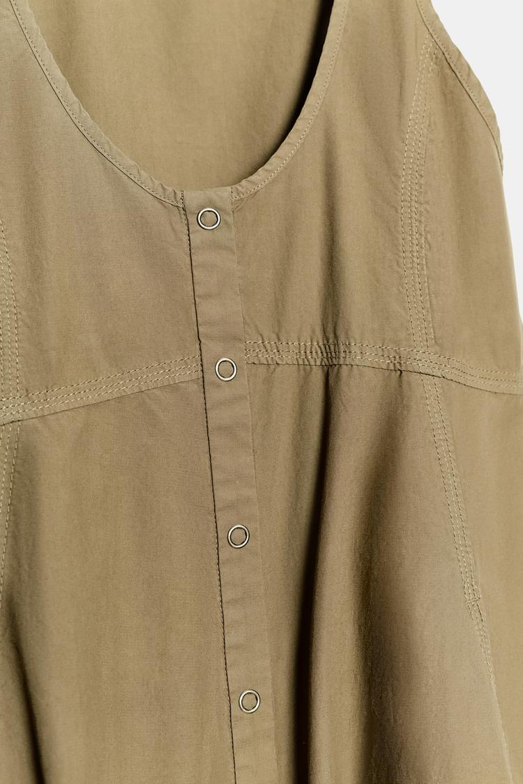 Vestido mini sin mangas de color sólido para mujer, con botones en la parte delantera, ajuste holgado, vestido de tanque con escote redondo