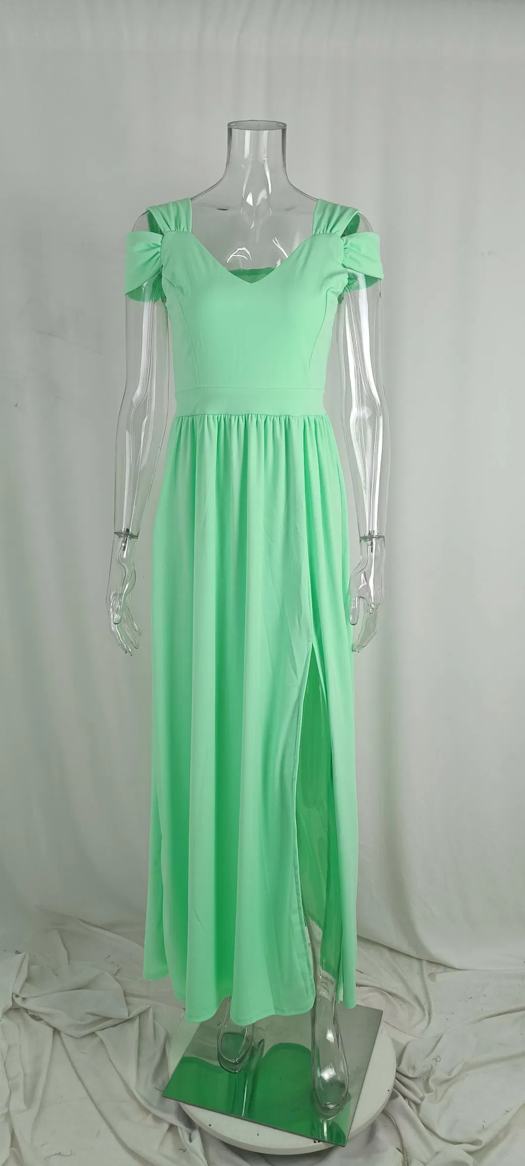 Venta Caliente Ropa Casual de Verano de Alta Calidad Vestido Elegante con Abertura Vestido de Noche para Mujeres Fiesta
