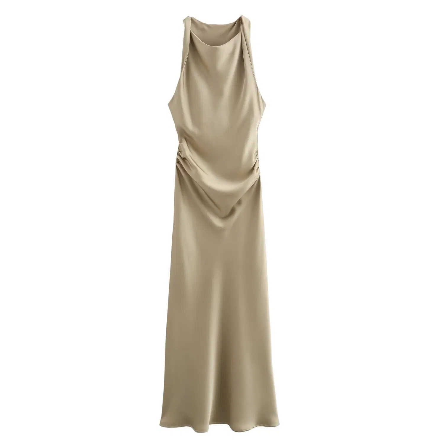 Vestido MIDI de satén elegante estilo francés para mujeres, ajuste slim, textura sedosa, estilo boutique, moda inspirada en Francia, vestido de boda, personalización OEM ODM Europa