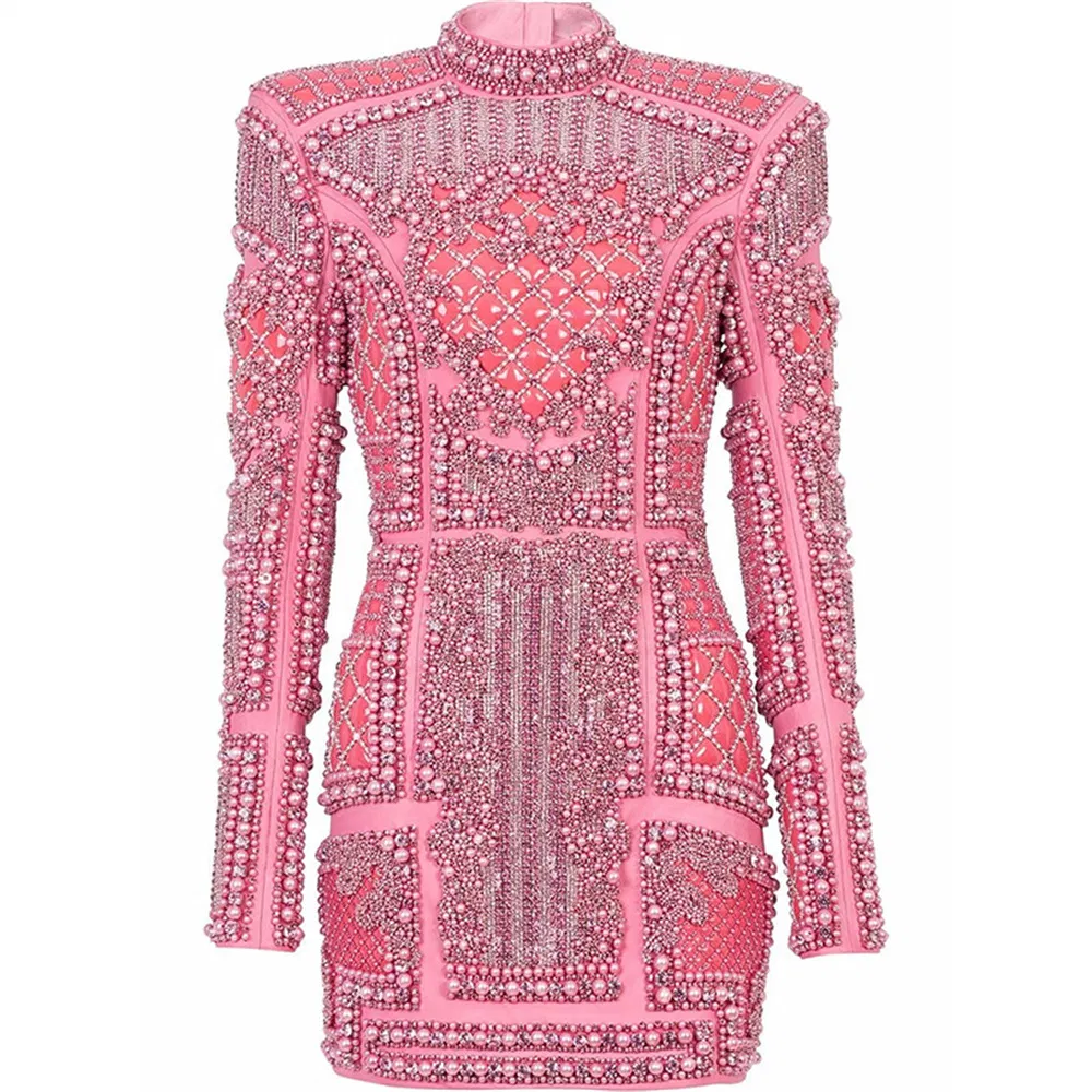 Vestido largo de fiesta elegante para mujeres con lentejuelas y diamantes