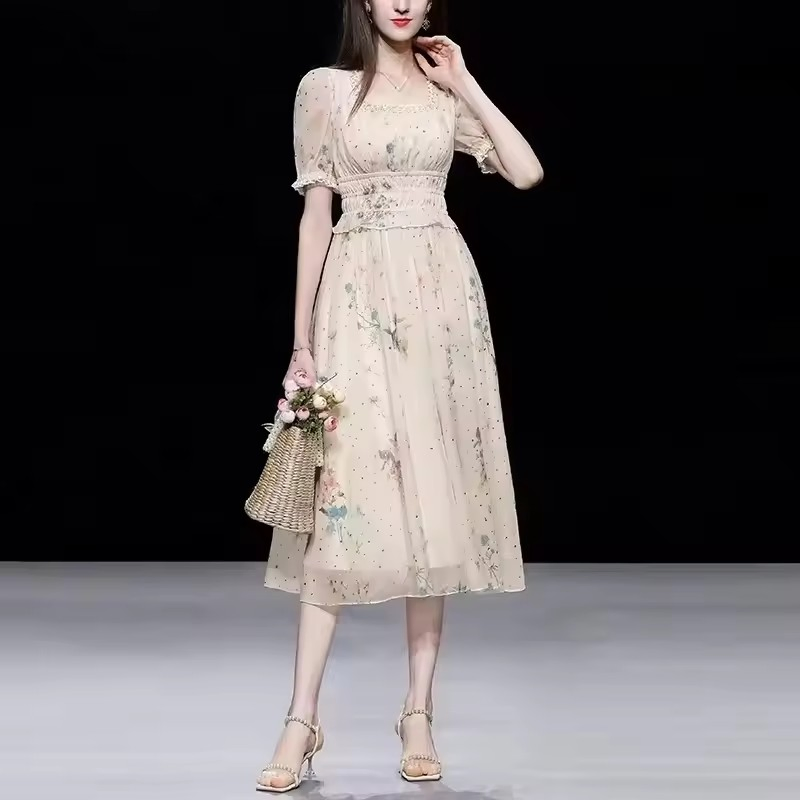 Vestido de chiffon oversized de longitud a la rodilla para mujeres, impreso con cera africana de alta calidad, hecho en una fábrica natural china para el día