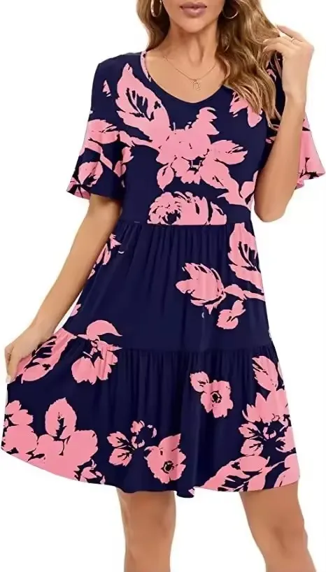 Vestido de una pieza casual impreso para mujer - Falda de media longitud