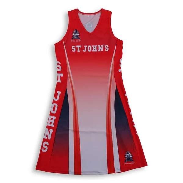 Vestido de netball de poliéster y spandex sublimado hecho a medida para mujeres
