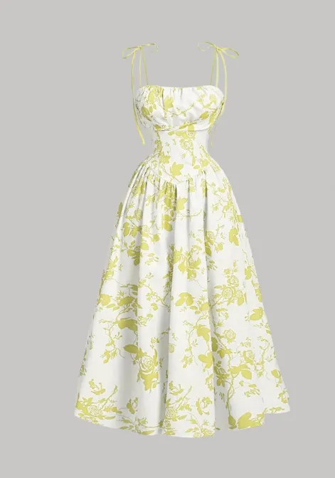 Vestido largo de vacaciones ajustado en línea A con escote cuadrado para mujer