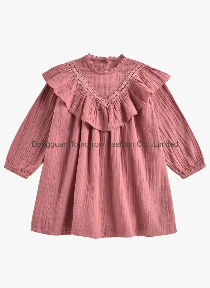 Precio barato nueva llegada fabricante personalizado de China nuevas llegadas moda verano elegante ropa vestido de niñas con volantes bordado