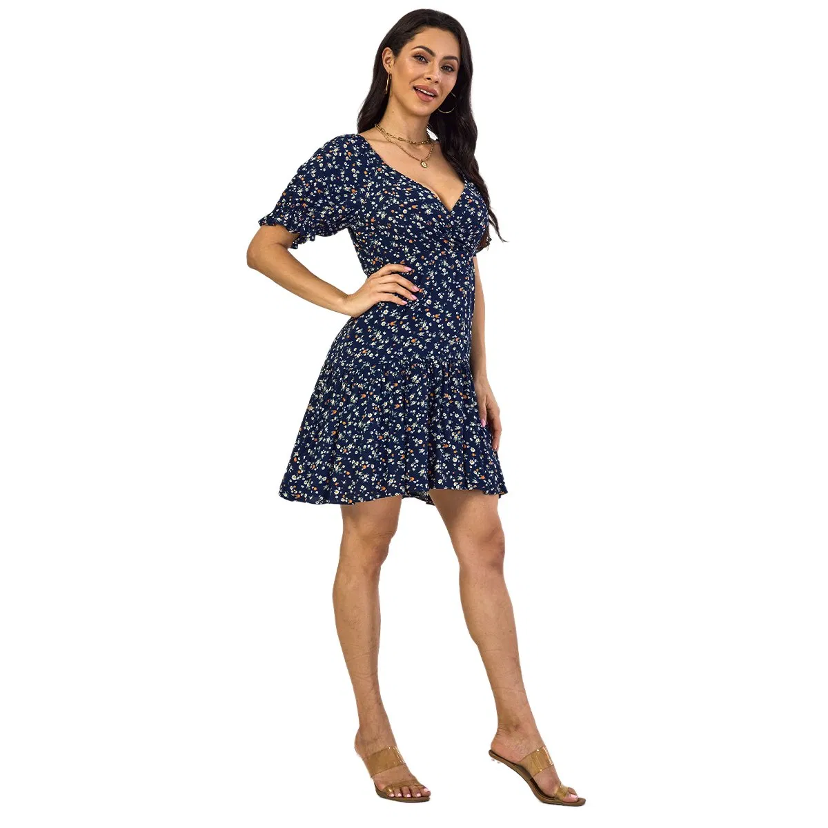Vestido Boho de Cuello en V Profundo con Hombros Caídos Tejido Personalizado para Mujeres, Vestidos de Verano en la Playa para Vacaciones