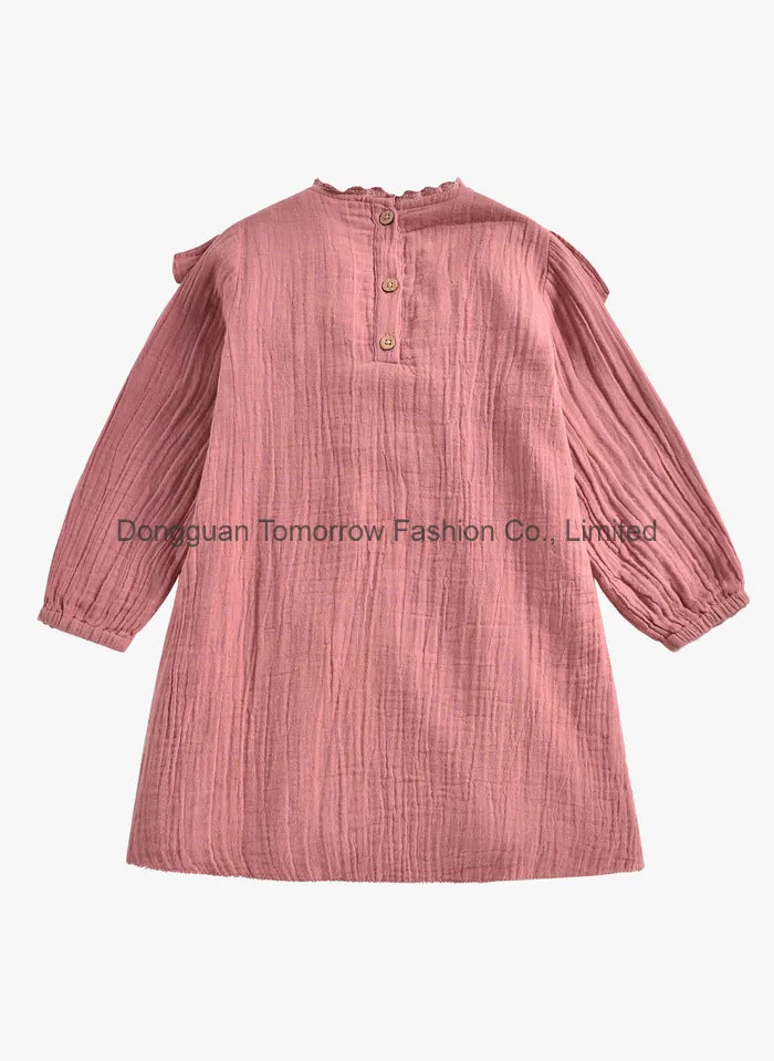 Precio barato nueva llegada fabricante personalizado de China nuevas llegadas moda verano elegante ropa vestido de niñas con volantes bordado
