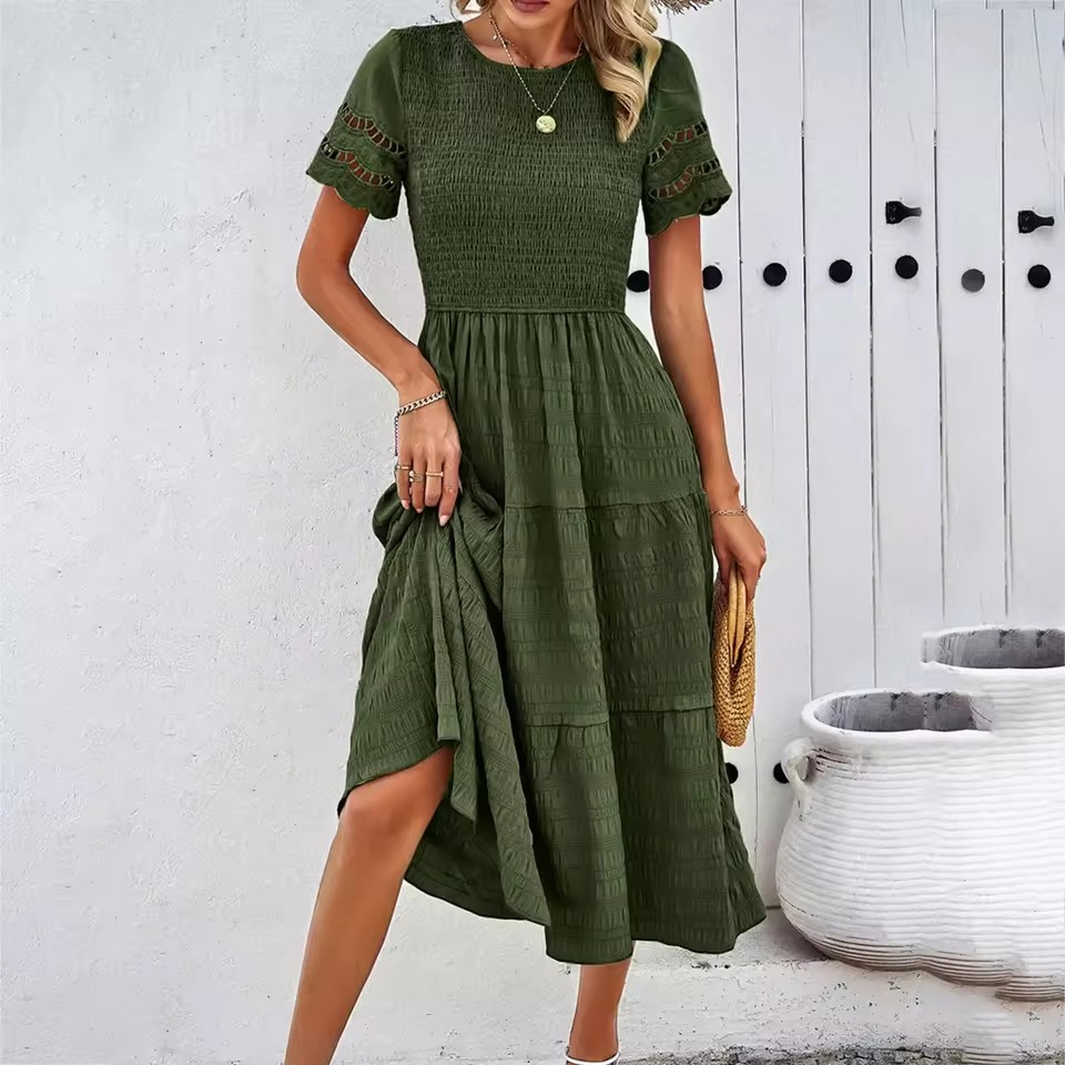 Primavera Nuevo Diseño Chic Vestidos Mini para Mujeres Hueco Cintura Adelgazante