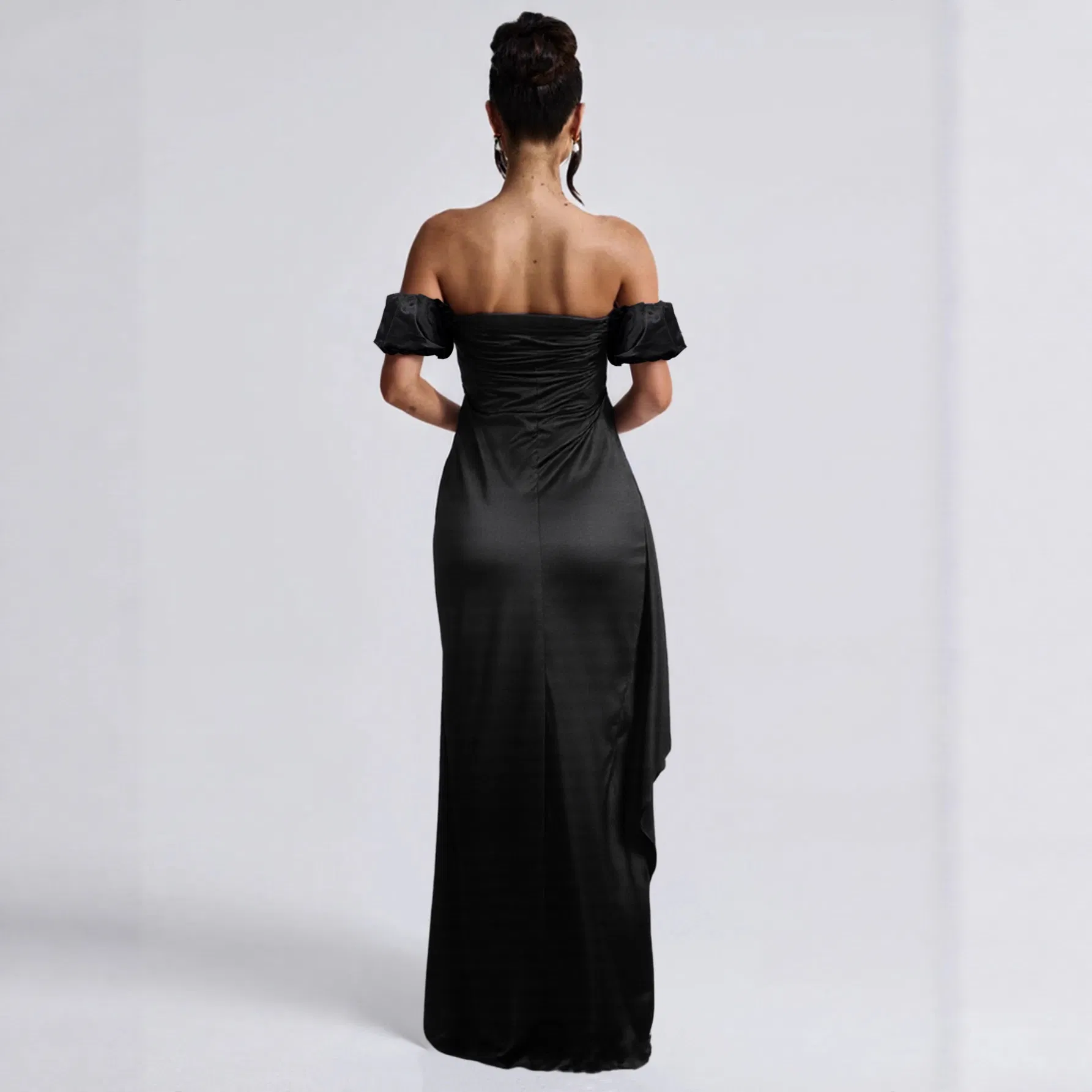 Vestido de Noche Plisado con Alta Abertura Elegante para Mujeres