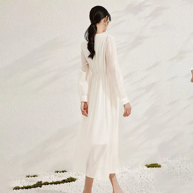 Vestido de lujo con cordones de línea delgada estilo francés para mujeres