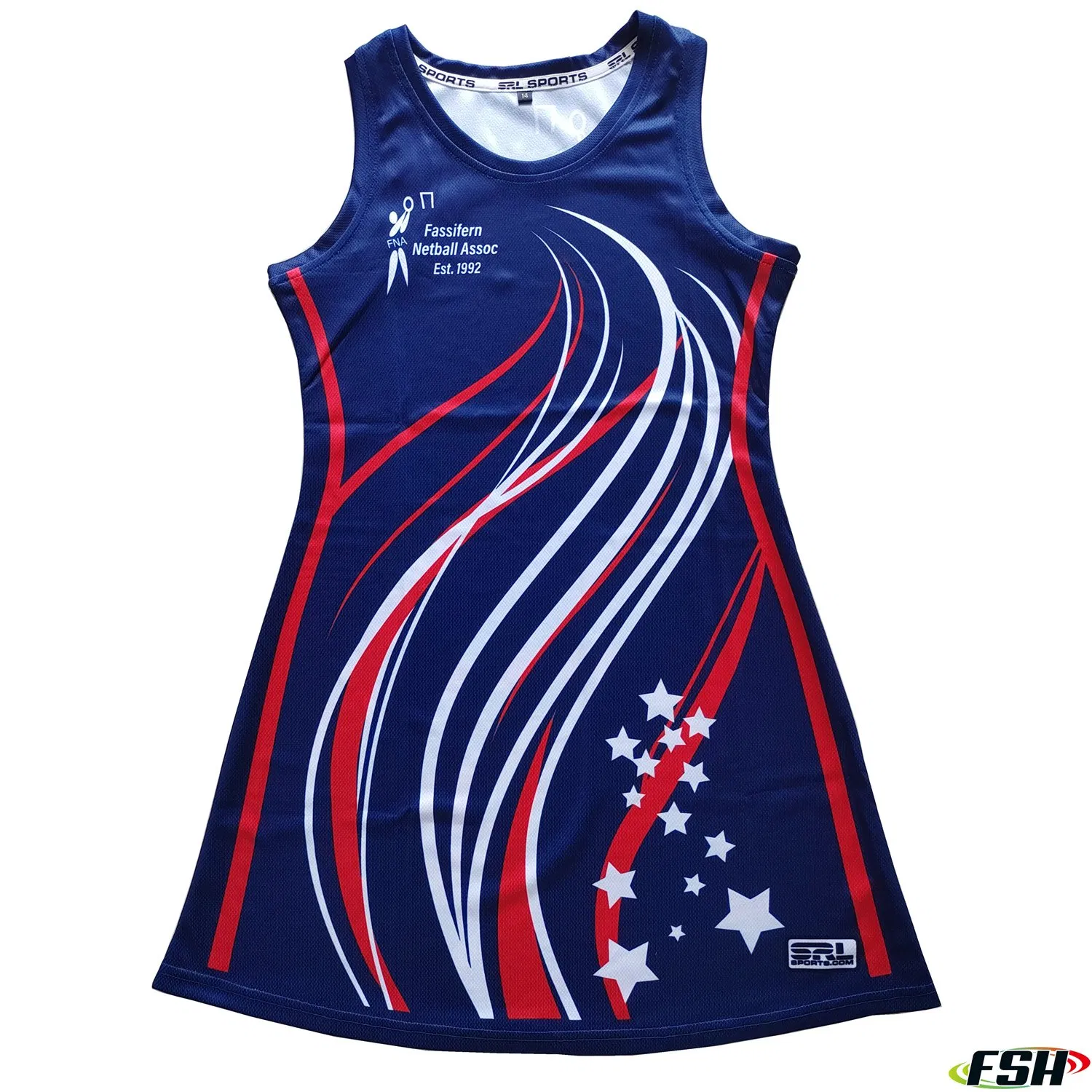 Vestido de netball para mujer, hecho a medida, con impresión de sublimación completa, forma del cuerpo, transpirable y de secado rápido