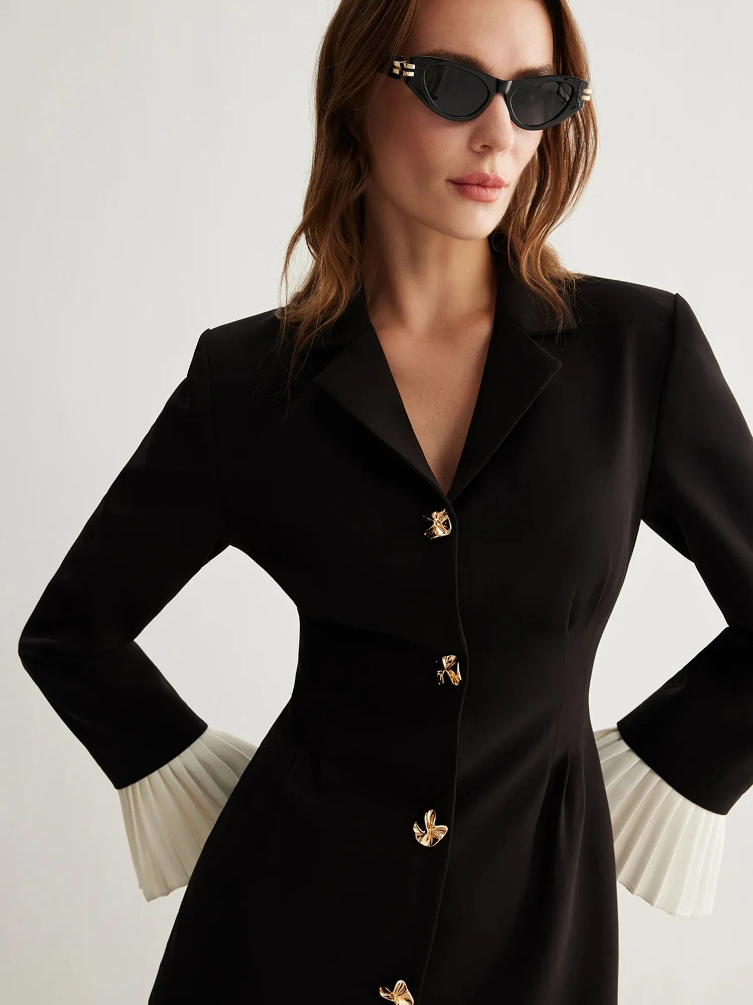 Vestido de traje plisado de contraste en blanco y negro, jilbab, thobe, para el trabajo, lujo, vestido para mujeres musulmanas, OEM