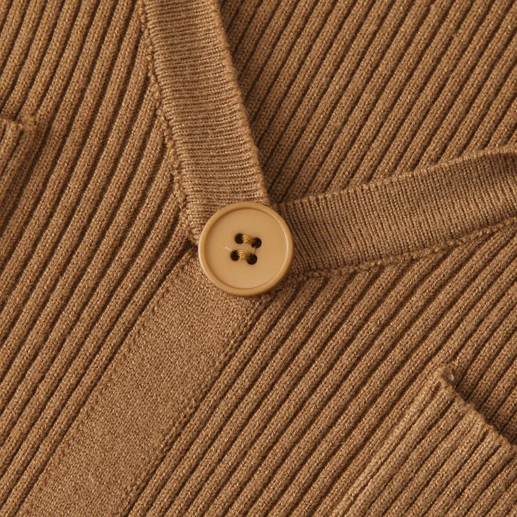 Vestido de suéter elegante de mujer midi de punto casual de lujo con botones y mangas largas