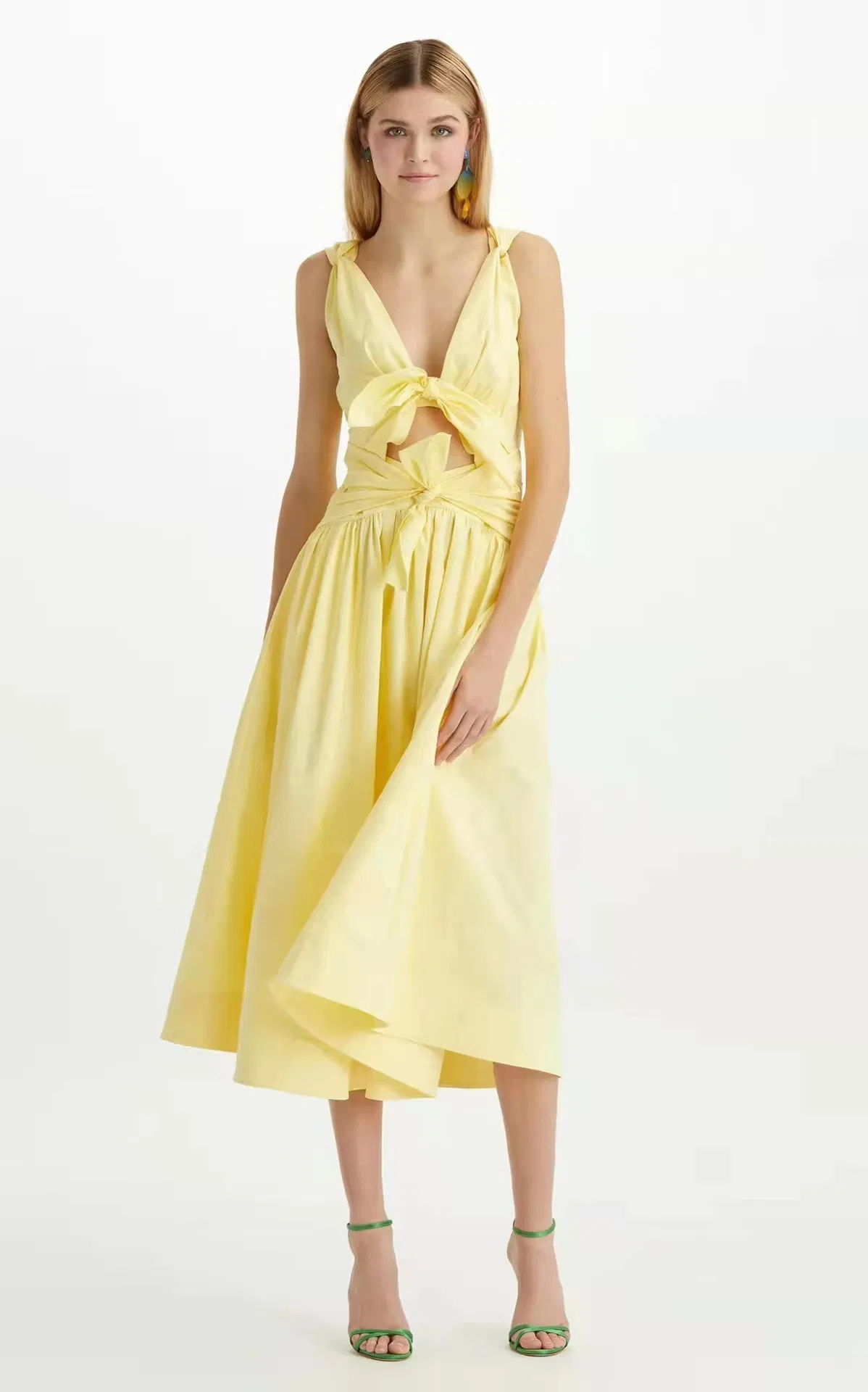 Vestido de playa sin mangas más largo de verano para mujeres con escote en V