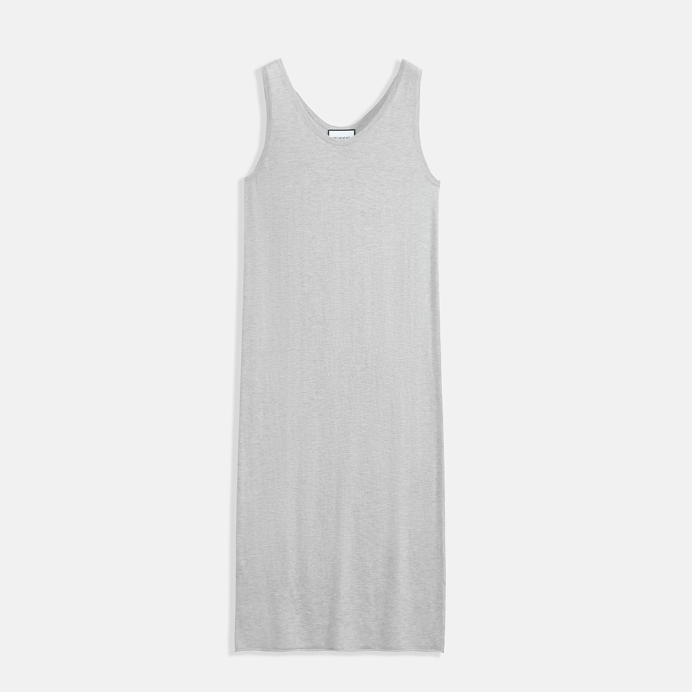 Vestido largo de punto casual para mujer, de ajuste holgado y color puro, con hombros al descubierto