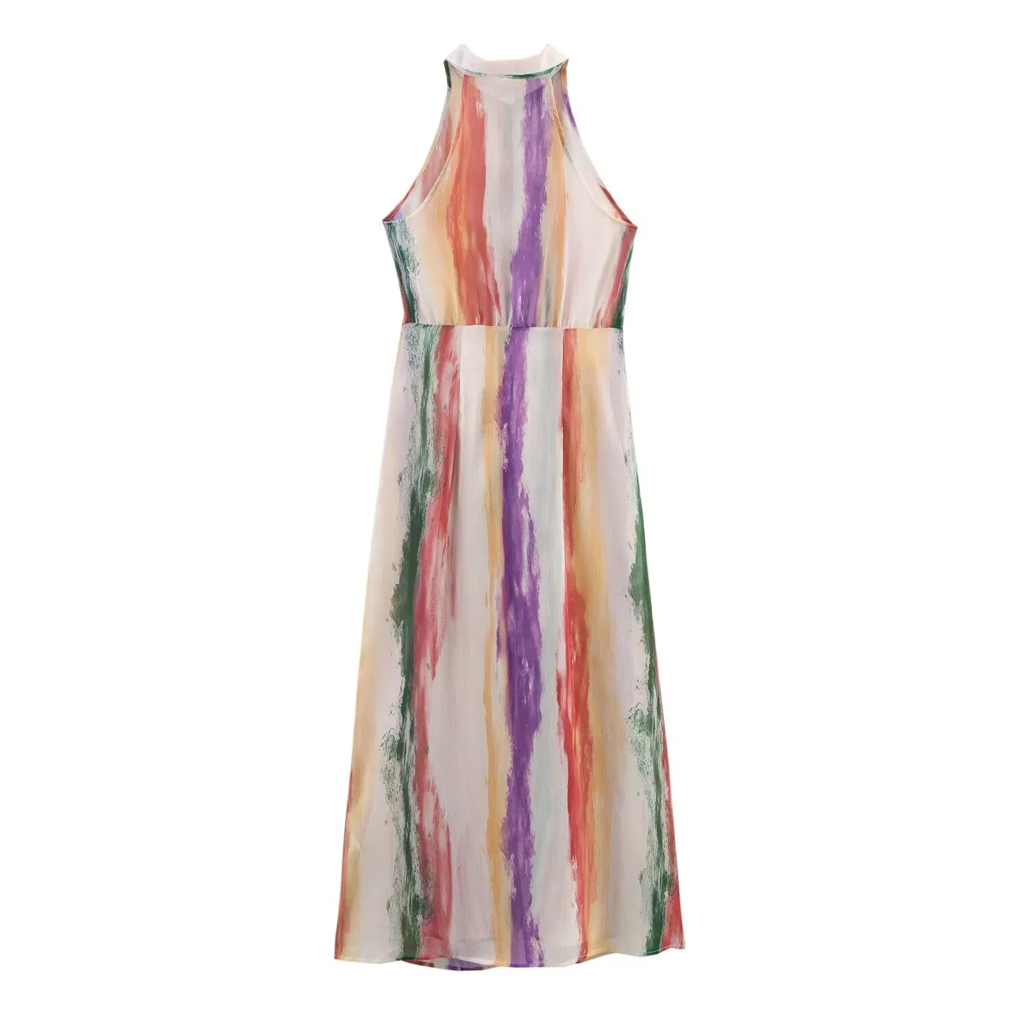 Vestido sin mangas con botones, envolvente de gasa con cuello de solapa, ajuste slim, vestido midi elegante para mujeres, vestido maxi impreso a medida, estilo europeo, boutique