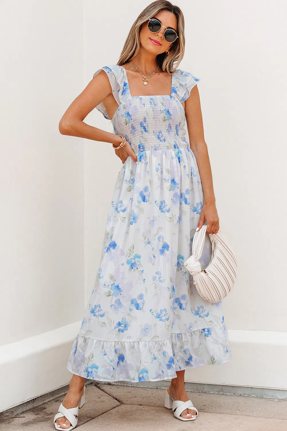 Detalle del vestido floral