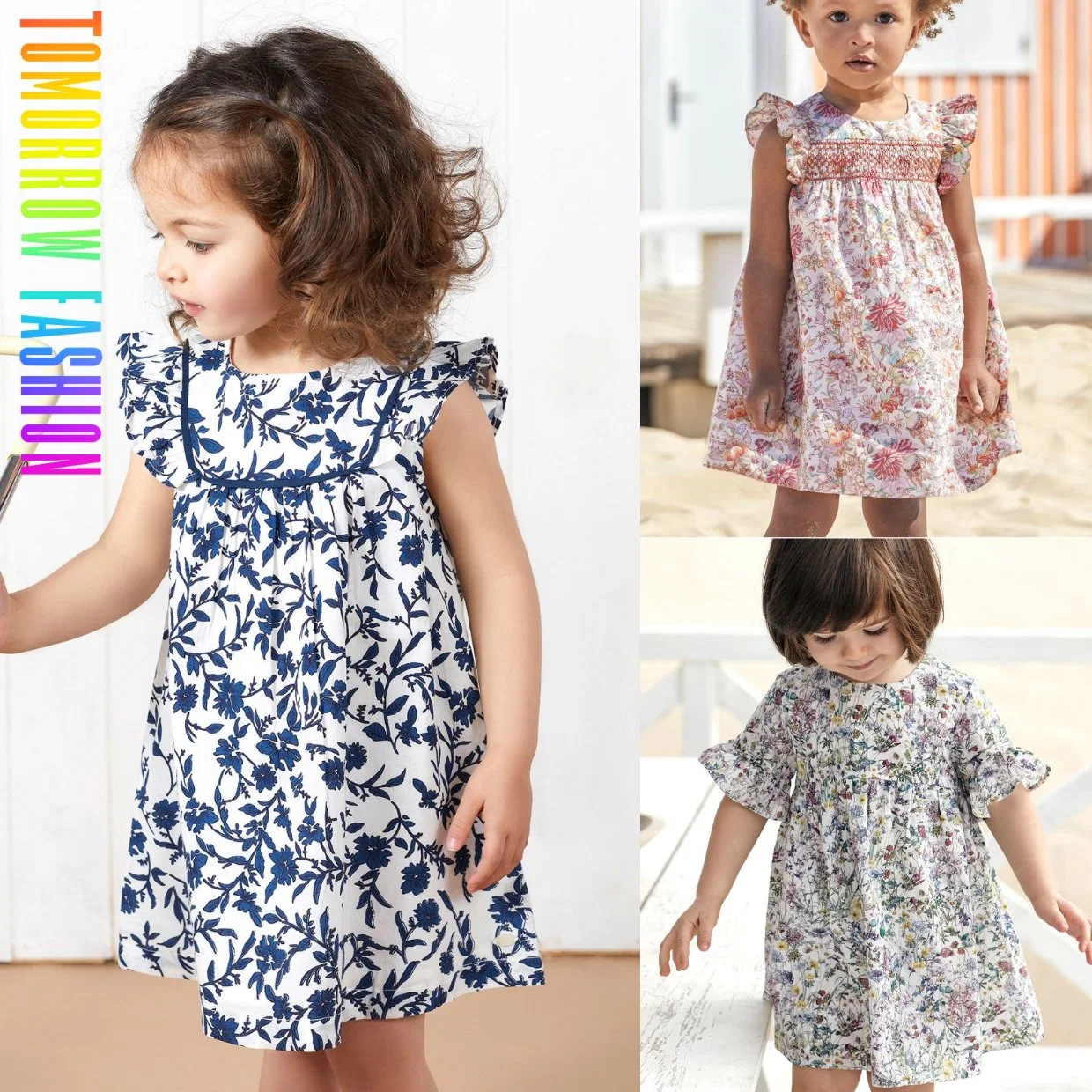 2026 Nuevas Llegadas Marca Privada Personalizada Mayorista Diseñadores Alta Calidad Moda Casual Verano Ropa Infantil Ropa para Niños Vestido de Niña con Floral